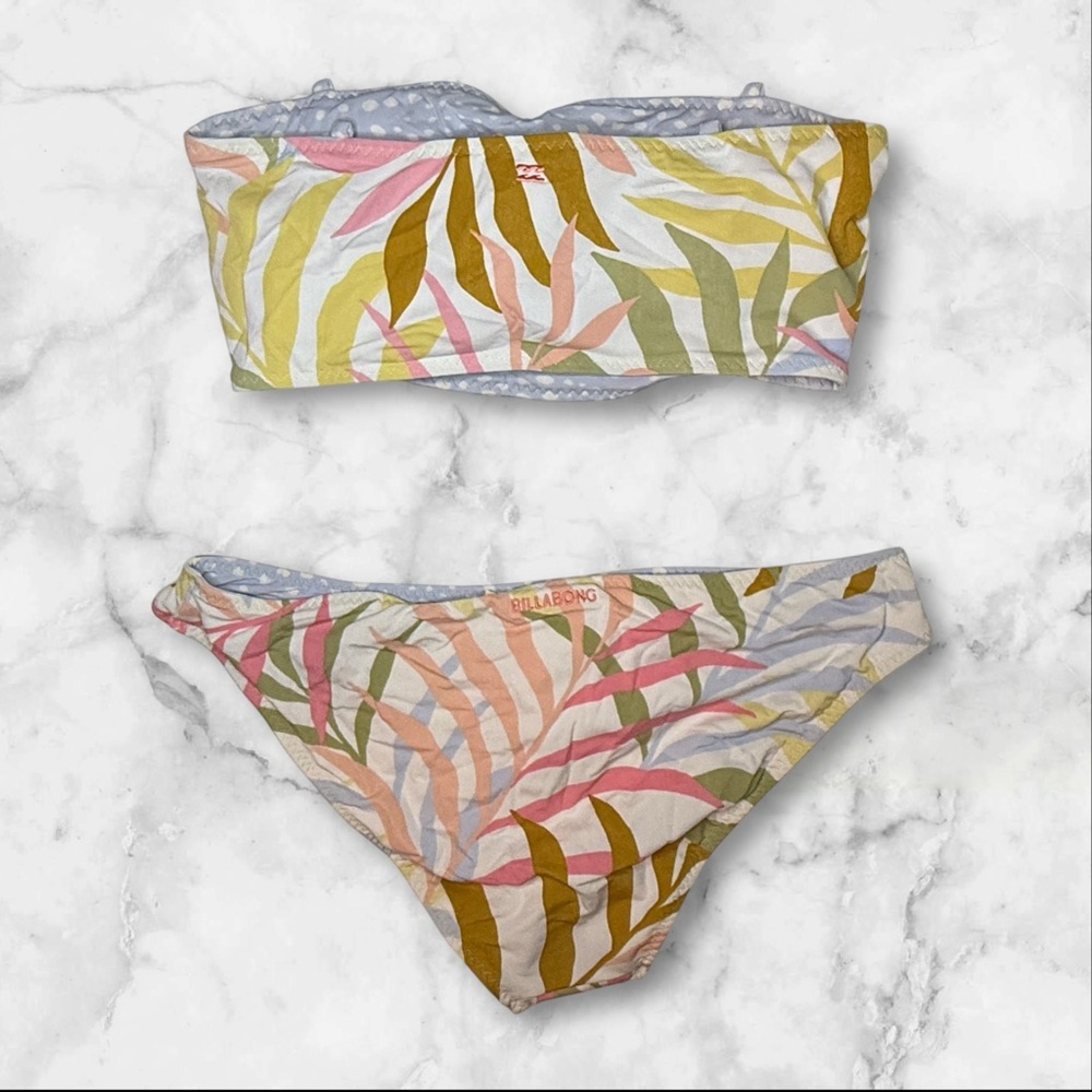 NWT | Billabong | Reversible Strapless Bandeau Bikini Set Tropical Print | M/10 - Picture 5 of 15